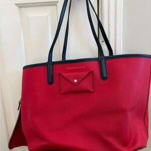 Marc by Marc Jacobs Vibrant Red Tote with navy trim